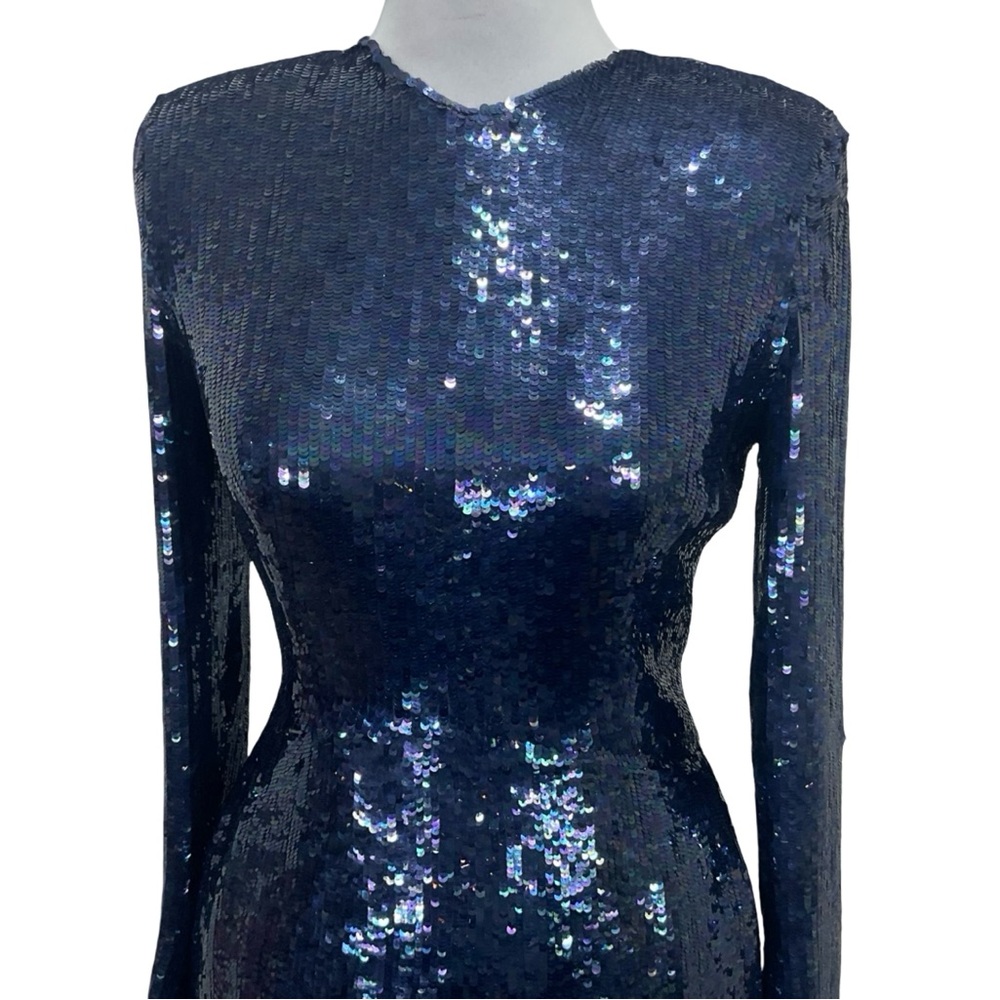 Vintage John Anthony Elegant Blue Sequin Evening Gown - Picture 5 of 15
